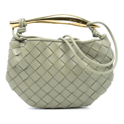 Bottega Veneta AB Bottega Veneta Gray Light Gray Lambskin Leather Leather Baby Lambskin Intrecciato Sardine Italy
