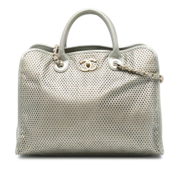 Chanel AB Chanel Gold Light Gold Calf Leather Perforated Metallic skin Up In The Air Tote Italy