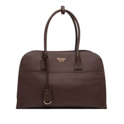 Prada B Prada Brown Dark Brown Calf Leather Large Tote Italy