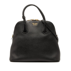 Prada B Prada Black Saffiano Leather Medium Cuir Dome Satchel Italy