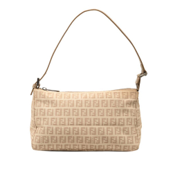 Fendi B Fendi Brown Light Beige Canvas Fabric Zucchino Pochette Italy