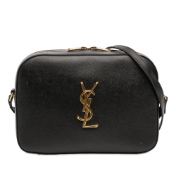 Saint Laurent B Saint Laurent Black Calf Leather Grain De Poudre Classic Monogram Crossbody Italy