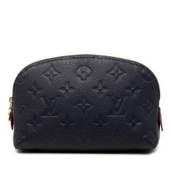 Louis Vuitton AB Louis Vuitton Blue Navy Monogram Empreinte Leather Cosmetic Pouch France