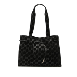 Gucci B Gucci Black Suede Leather GG Downstring Tote Italy
