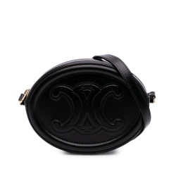 Celine B Celine Black Calf Leather Small skin Cuir Triomphe Oval Crossbody Italy