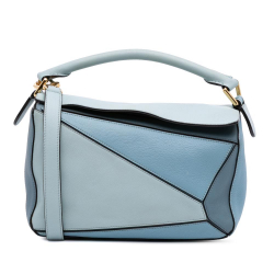Loewe B LOEWE Blue Light Blue Calf Leather Small Tricolor skin Puzzle Satchel Spain