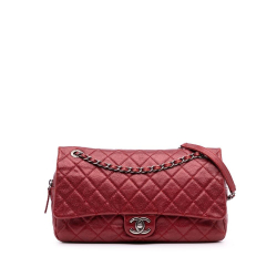 Chanel B Chanel Red Bordeaux Caviar Leather Leather Medium Quilted Caviar Easy Flap Italy