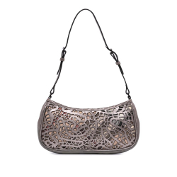 Burberry B Burberry Silver Calf Leather Nova Check Cutout Accessory Pochette Italy