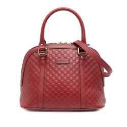 Gucci B Gucci Red Calf Leather Mini Microguccissima Dome Satchel Italy