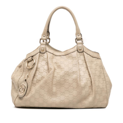 Gucci B Gucci Brown Light Beige Calf Leather Medium Guccissima Sukey Tote Italy