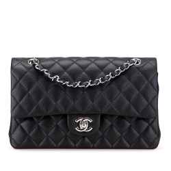 Chanel AB Chanel Black Caviar Leather Leather Medium Classic Caviar Double Flap France