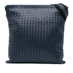 Bottega Veneta B Bottega Veneta Blue Navy Nappa Leather Leather Nappa Intrecciato VN Crossbody Italy