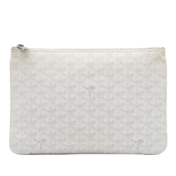 Goyard B Goyard White Coated Canvas Fabric Goyardine Senat MM France