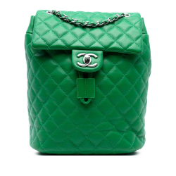 Chanel AB Chanel Green Lambskin Leather Leather Small Lambskin Urban Spirit Backpack Italy