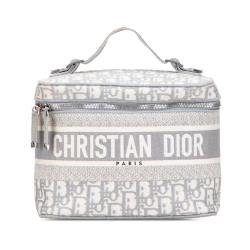 Christian Dior B Dior Gray Canvas Fabric Oblique Diortravel Vanity Case Italy