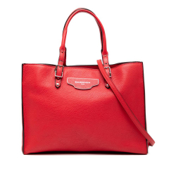 Balenciaga B Balenciaga Red Calf Leather Grained skin Papier A6 Zip Around Tote Italy