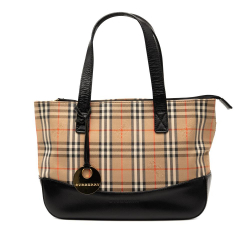 Burberry B Burberry Brown Beige Canvas Fabric Haymarket Check Tote United Kingdom
