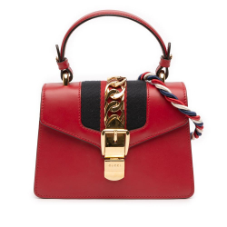 Gucci B Gucci Red Calf Leather Mini skin Sylvie Satchel Italy
