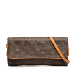 Louis Vuitton B Louis Vuitton Brown Monogram Canvas Fabric Monogram Pochette Twin GM Spain