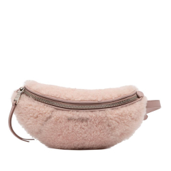 Miu Miu AB Miu Miu Pink Fur Natural Material Shearling Convertible Belt Bag Italy