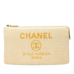 Chanel AB Chanel Yellow Raffia Natural Material Medium Deauville O Case Clutch Italy