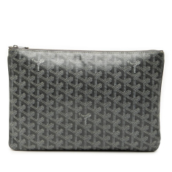 Goyard B Goyard Gray Coated Canvas Fabric Goyardine Senat MM France