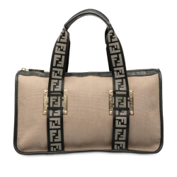 Fendi B Fendi Brown Beige Canvas Fabric Handbag Italy