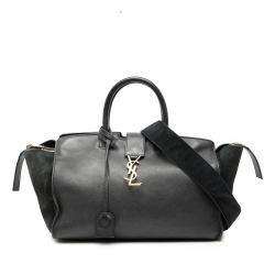 Saint Laurent B Saint Laurent Black Calf Leather Small Downtown Cabas Satchel Italy