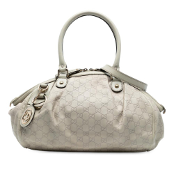 Gucci B Gucci Brown Beige Calf Leather Guccissima Sukey Satchel Italy