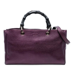 Gucci B Gucci Purple Violet Calf Leather Medium skin Bamboo Shopper Satchel Italy