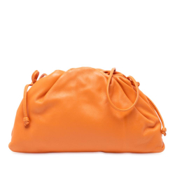 Bottega Veneta AB Bottega Veneta Orange Lambskin Leather Leather Lambskin The Mini Pouch Crossbody Italy