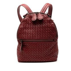 Bottega Veneta B Bottega Veneta Red Dark Red Nappa Leather Leather Nappa Intrecciato Backpack Italy