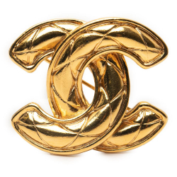 Chanel B Chanel Gold Gold Plated Metal CC Quilted Brooch France