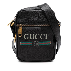 Gucci AB Gucci Black Calf Leather Mini Grained skin Logo Crossbody Italy