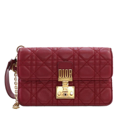 Christian Dior B Dior Red Lambskin Leather Leather Lambskin Cannage DiorAddict Wristlet Clutch Italy