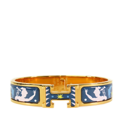 Hermès AB Hermès Blue with Gold Enamel Other Narrow Sous le Charm d Orphee Clic H Bracelet PM France