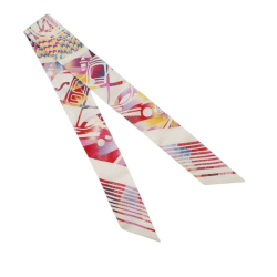 Hermès AB Hermès White Silk Fabric Ex Libris Marble Twilly Scarf Japan