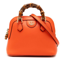 Gucci AB Gucci Orange Calf Leather Mini Dollar skin Bamboo Diana Dome Satchel Italy