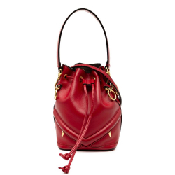 Fendi AB Fendi Red Calf Leather Mini Mon Tresor Bucket Bag Italy