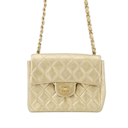 Chanel B Chanel Gold Lambskin Leather Leather Mini Square Classic Lambskin Single Flap France