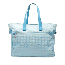 Chanel B Chanel Blue Light Blue Nylon Fabric New Travel Line Tote France