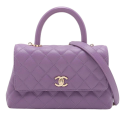 Chanel AB Chanel Purple Caviar Leather Leather Mini Caviar Coco Top Handle Bag France