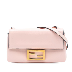 Fendi AB Fendi Pink Light Pink Calf Leather Duo Baguette Crossbody Italy