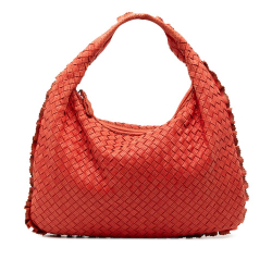 Bottega Veneta B Bottega Veneta Red Nappa Leather Leather Small Perforated Nappa Intrecciato Veneta Hobo Italy