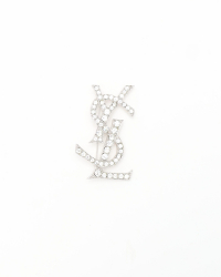 Saint Laurent YSL logo Rhinestone Brooch