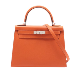 Hermès AB Hermès Orange Calf Leather Epsom Kelly II Sellier 28 France
