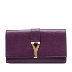 Saint Laurent B Saint Laurent Purple Dark Purple Calf Leather Textured Chyc Ligne Clutch Italy
