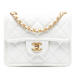 Chanel B Chanel White Caviar Leather Leather Mini Quilted Caviar Sweet Classic Flap France