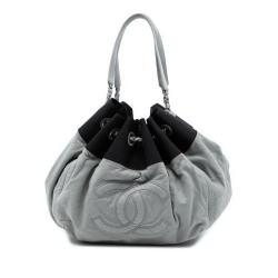 Chanel AB Chanel Gray Pomice with Black Lambskin Leather Leather Lambskin Stretch Spirit Cabas Tote Italy
