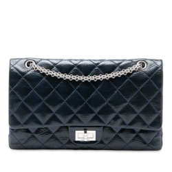 Chanel B Chanel Blue Navy Patent Leather Leather Reissue 2.55 Crinkled Patent Double Flap 227 France